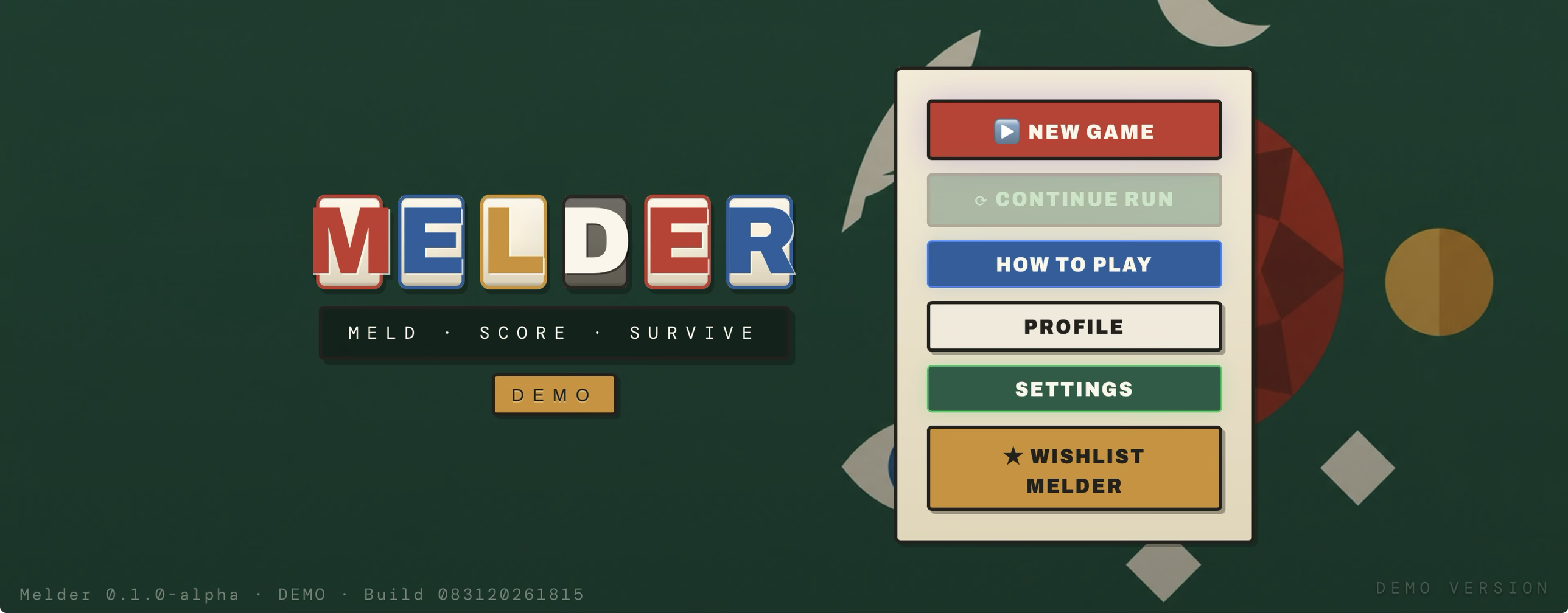 current MELDER title screen